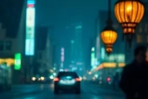 长夜将尽剧照,停电后的小城街巷与手电光斑