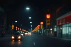 北纬四十度的雪剧照，山口公路与一辆停靠的旧皮卡