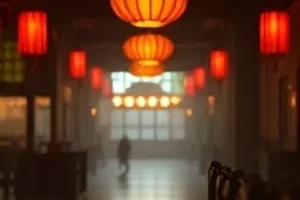 铁轨与月亮剧照,深夜铁路线旁的月亮与信号灯